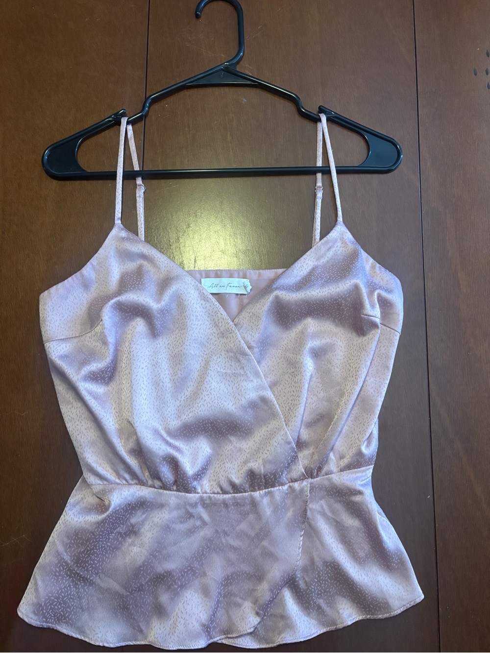 All in Favor Satin Peplum Cami Top - Light Blush Pink
